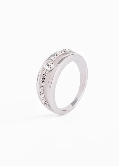 Bonprix Eleganter Ring Veredelt Mit Kristallsteinen - Silber