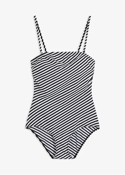 bonprix Eleganter Shape Badeanzug rundum bedruckt - schwarz