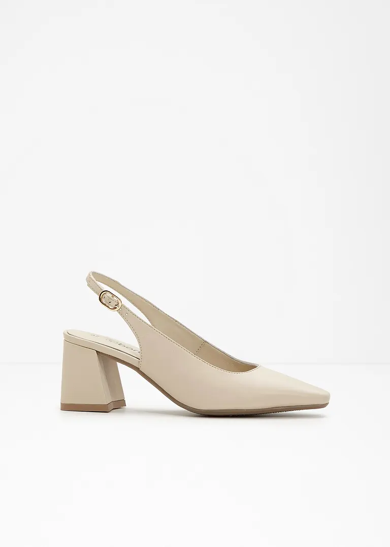 Bonprix Eleganter Sling Pumps Aus Leder - Beige - Damen