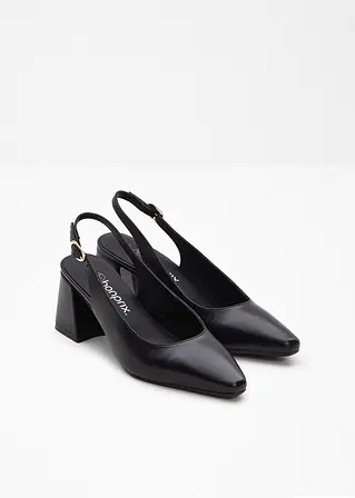 Bonprix Eleganter Sling Pumps Aus Leder - Schwarz - Damen