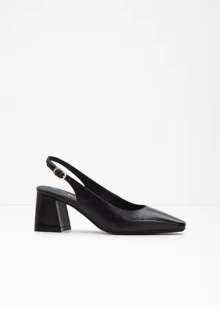 Bonprix Eleganter Sling Pumps Aus Leder - Schwarz - Damen