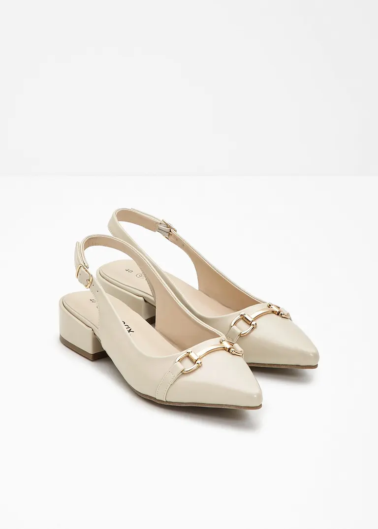Bonprix Eleganter Sling Pumps Mit Dekorativer Schnalle - Beige