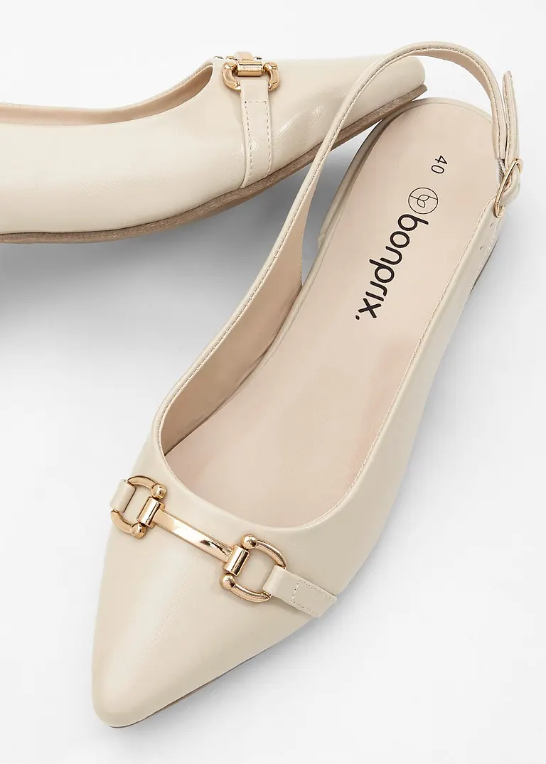 Bonprix Eleganter Sling Pumps Mit Dekorativer Schnalle - Beige