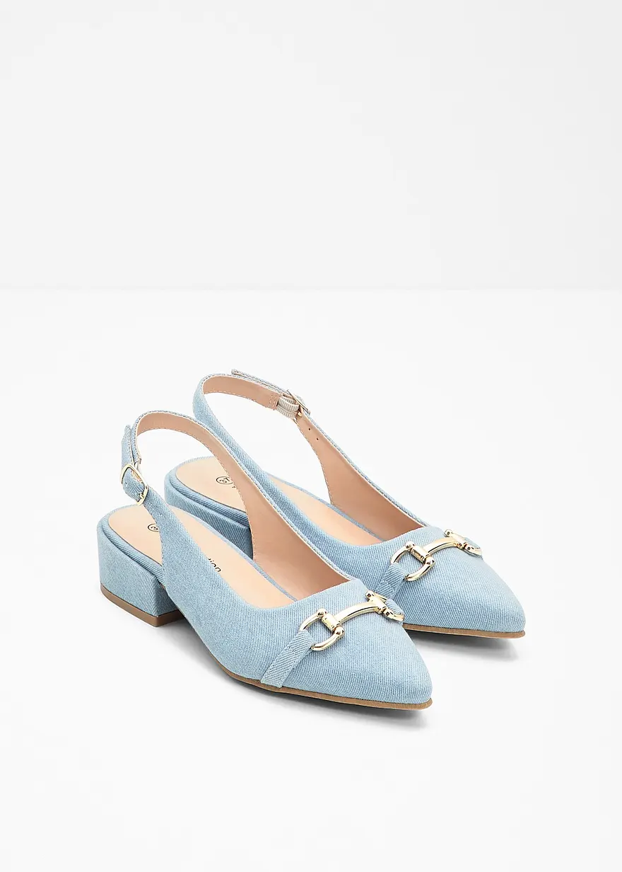 Bonprix Eleganter Sling Pumps Mit Dekorativer Schnalle - Blau