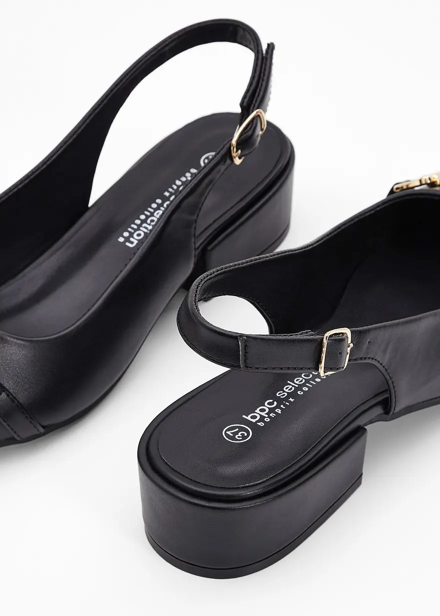 Bonprix Eleganter Sling Pumps Mit Dekorativer Schnalle - Schwarz - Damen