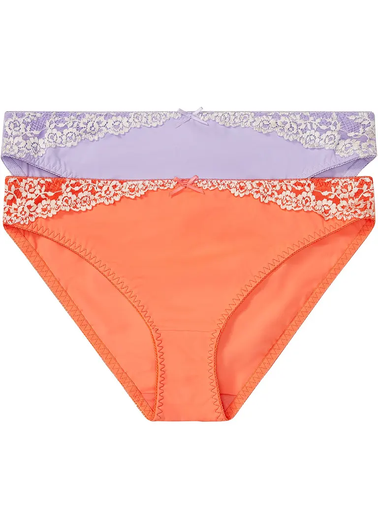 bonprix eleganter Slip mit attraktiver Spitze - lachsorange+hellviolett