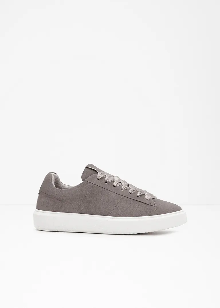 bonprix Eleganter Sneaker mit Schnürsenkeln aus Satin - grau