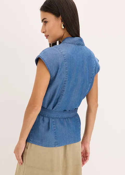 Bonprix Eleganter Tencel Blazer Ohne Ärmel - Blau - Damen
