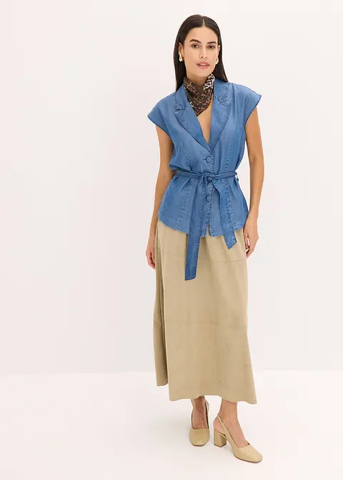 Bonprix Eleganter Tencel Blazer Ohne Ärmel - Blau - Damen
