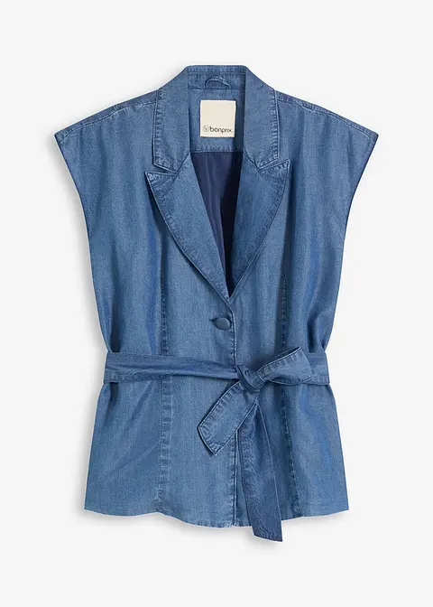 bonprix eleganter Tencel Blazer ohne Ärmel - blau - Damen