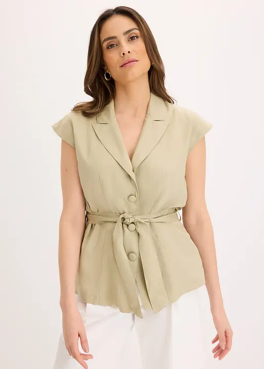 Bonprix Eleganter Tencel Blazer Ohne Ärmel - Grün - Damen