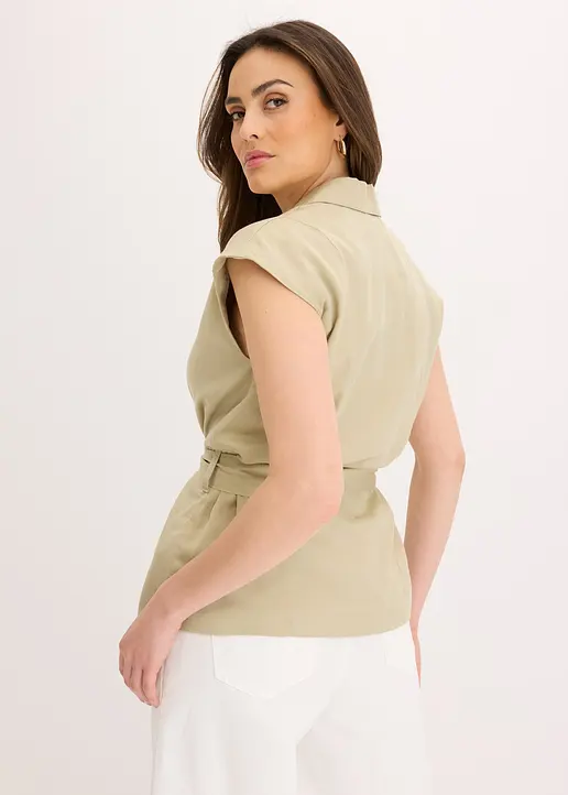 Bonprix Eleganter Tencel Blazer Ohne Ärmel - Grün - Damen
