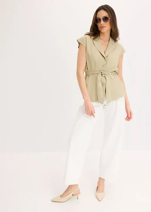 Bonprix Eleganter Tencel Blazer Ohne Ärmel - Grün - Damen