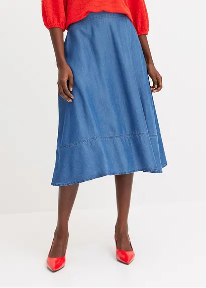 Bonprix Eleganter Tencel Rock Mit Schlupfbund - Blau - Damen