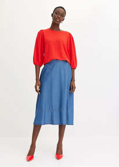 Bonprix Eleganter Tencel Rock Mit Schlupfbund - Blau - Damen