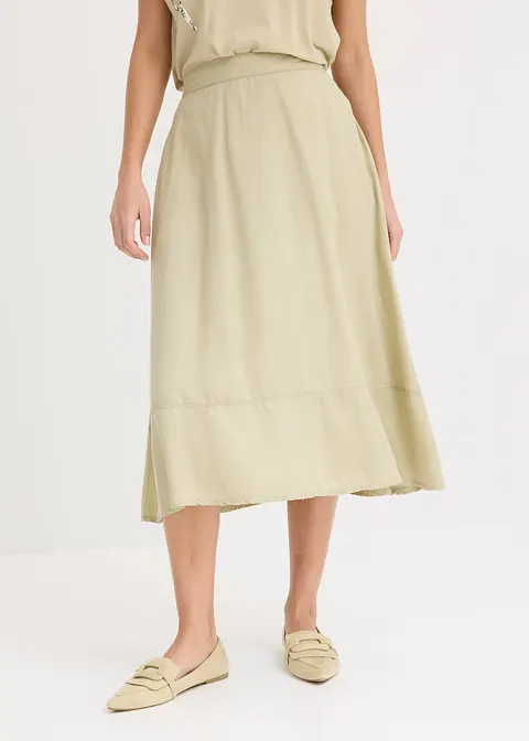 Bonprix Eleganter Tencel Rock Mit Schlupfbund - Grün - Damen