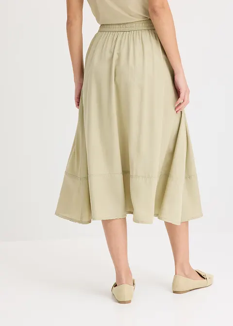 Bonprix Eleganter Tencel Rock Mit Schlupfbund - Grün - Damen