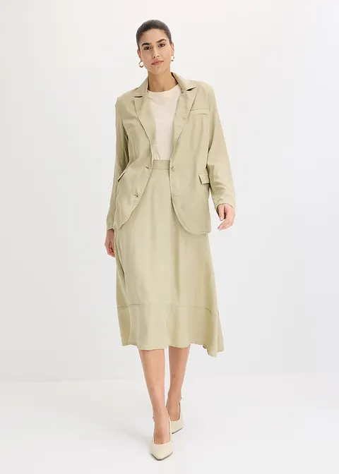 Bonprix Eleganter Tencel Rock Mit Schlupfbund - Grün - Damen