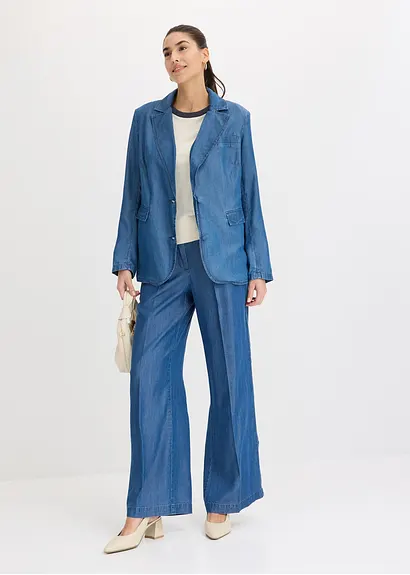Bonprix Eleganter Und Bequemer Lyocell Blazer - Blau - Damen