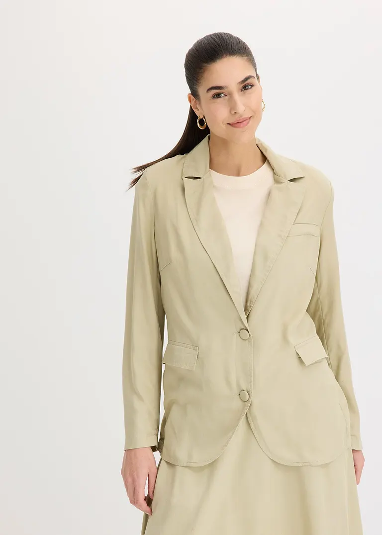 Bonprix Eleganter Und Bequemer Lyocell Blazer - Grün - Damen