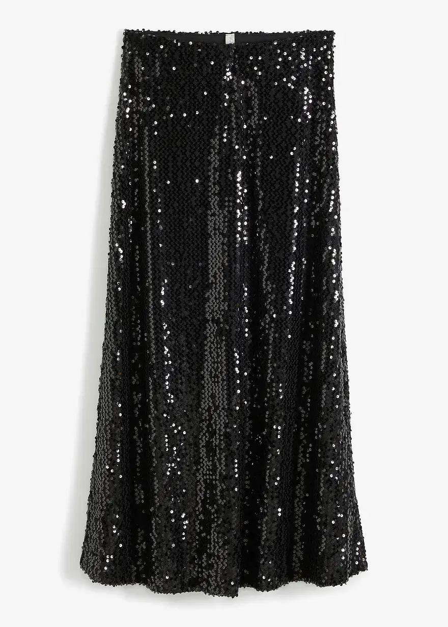 bonprix Eleganter und moderner Rock aus Pailletten - schwarz