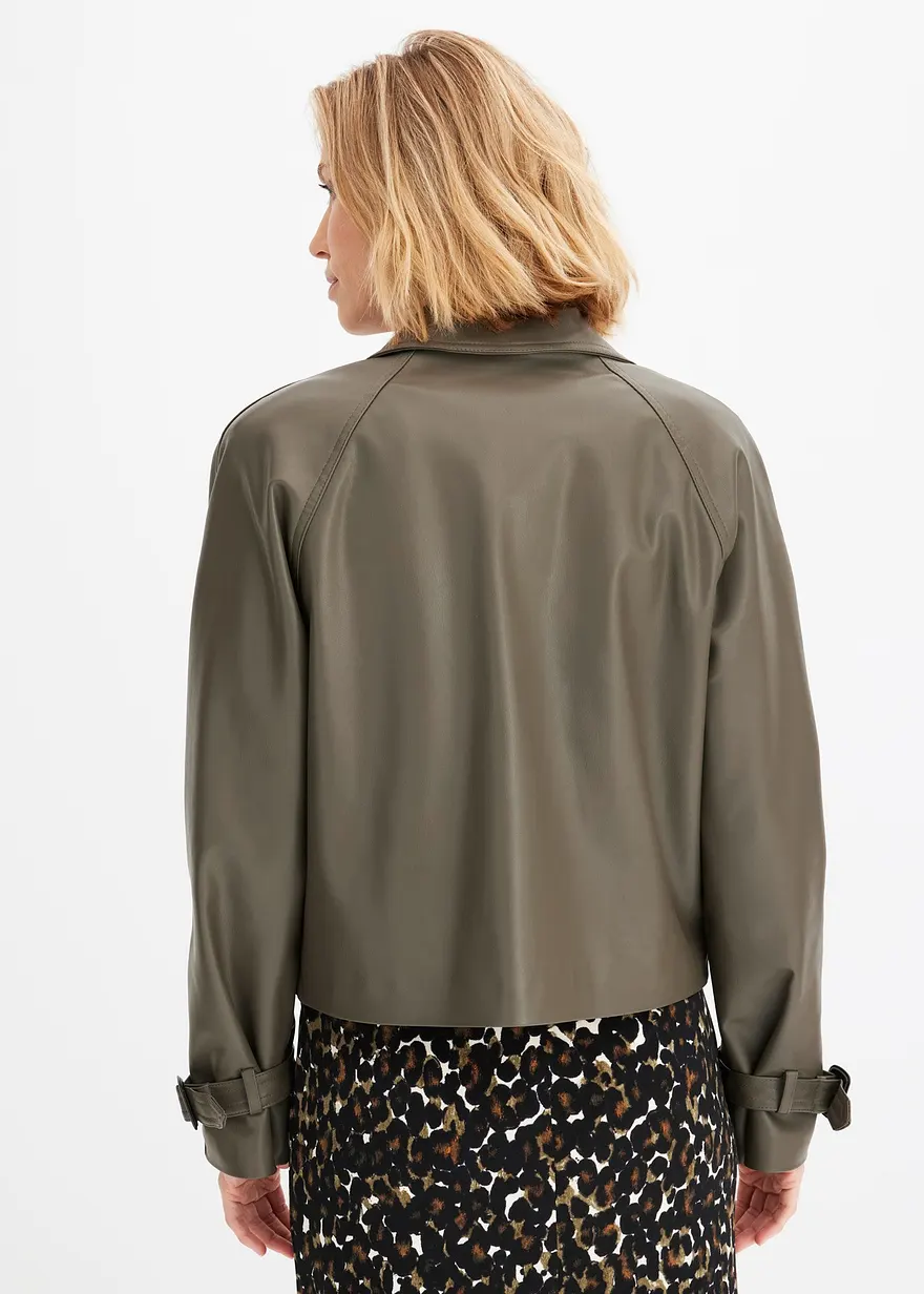Bonprix Eleganter Und Verkürzter Lederimitat Trenchcoat - Grün