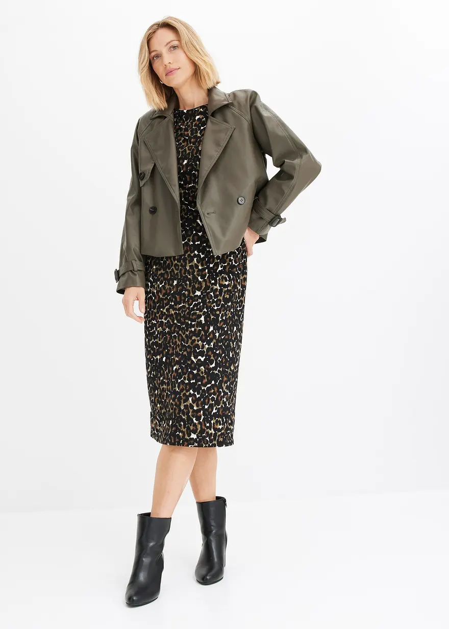 Bonprix Eleganter Und Verkürzter Lederimitat Trenchcoat - Grün