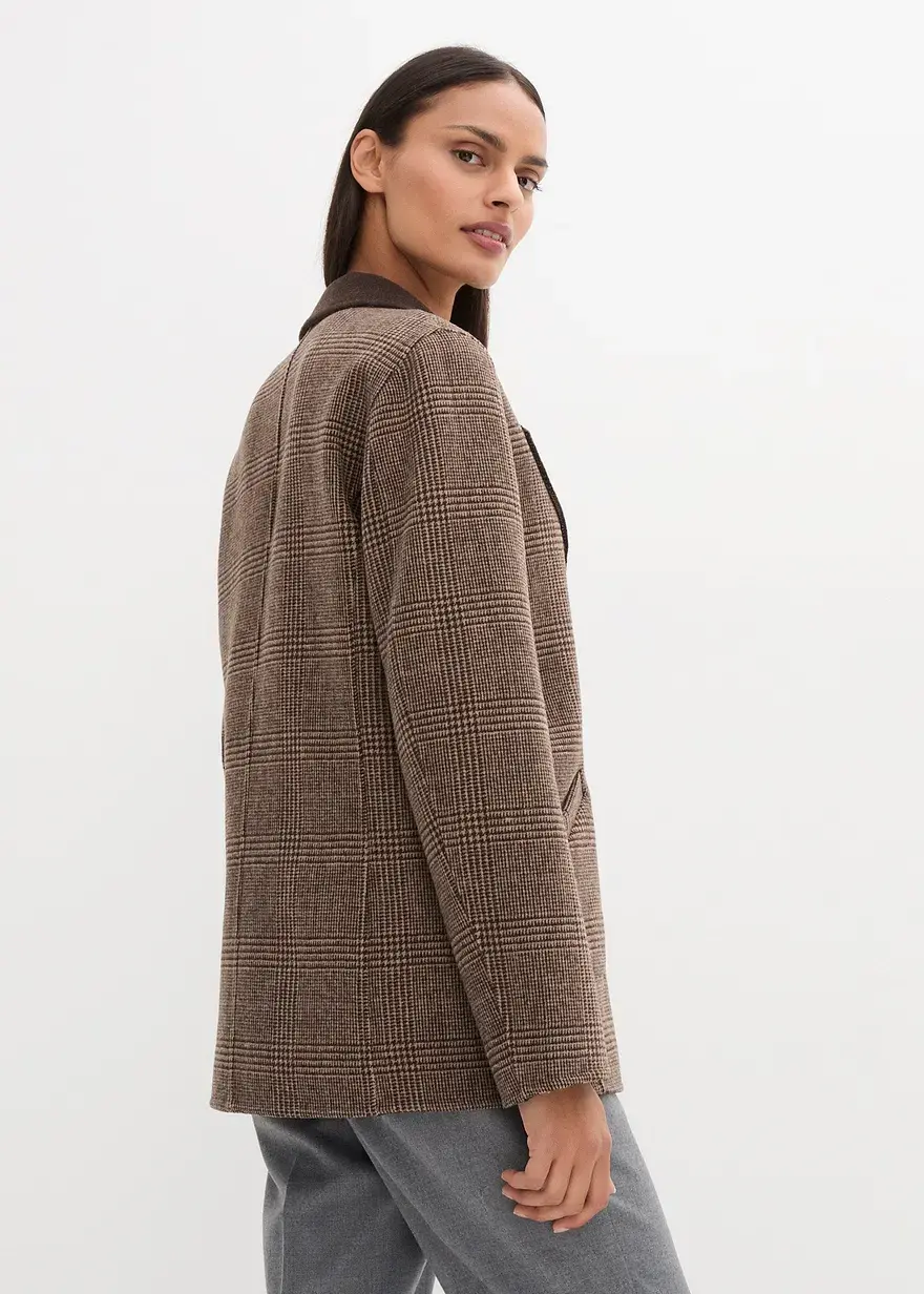 Bonprix Eleganter Wollblazer Zu Wenden: Unifarben Auf Der Einen Seite Zeitloses Glencheck-Muster Auf Der Anderen Seite