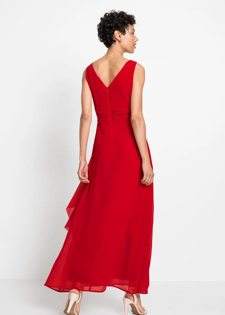 Bonprix Elegantes Abendkleid Aus Feinem Chiffon Mit Tiefem Ausschnitt Und Raffungen In Der Taille