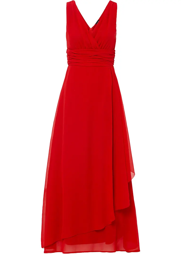 bonprix Elegantes Abendkleid aus feinem Chiffon mit tiefem Ausschnitt und Raffungen in der Taille