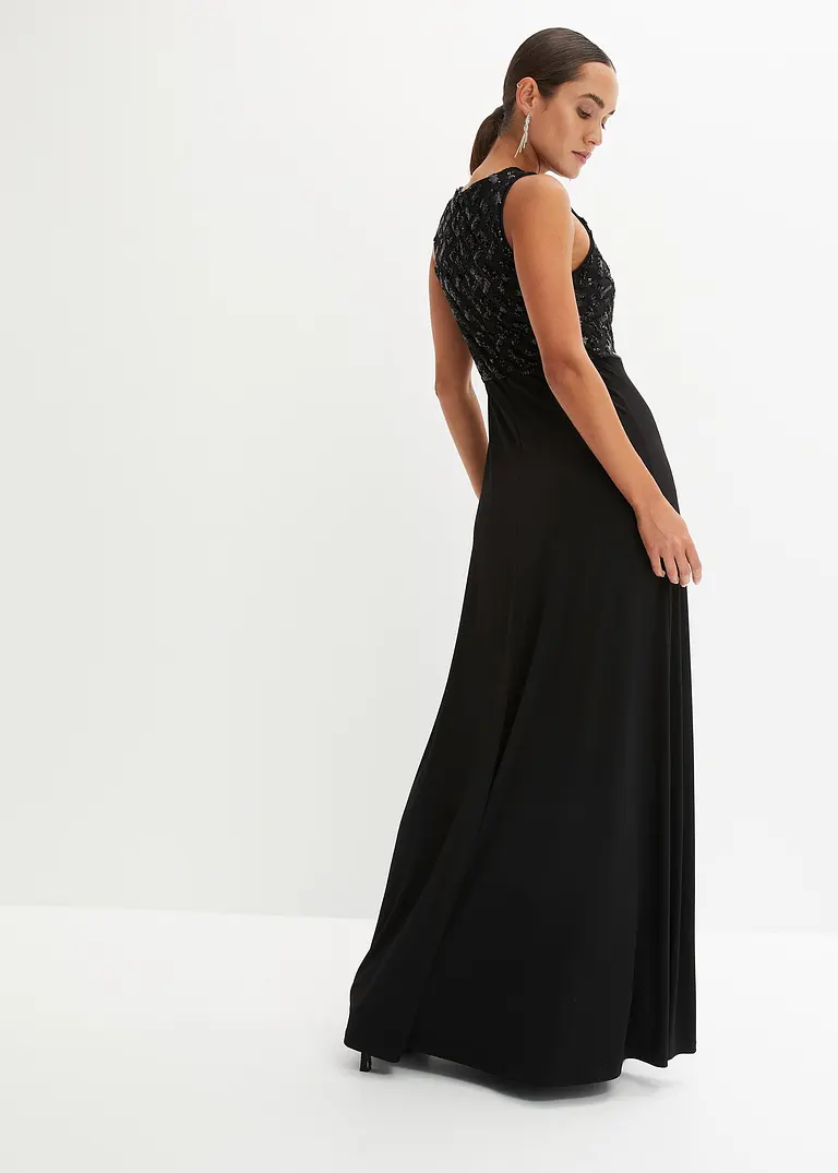 Bonprix Elegantes Abendkleid Mit Gemusterter Paillettenstickerei Im Oberteil