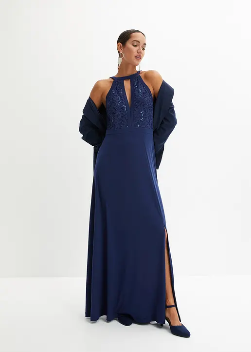 Bonprix Elegantes Abendkleid Mit Schöner Spitze Und Bestickten Pailletten