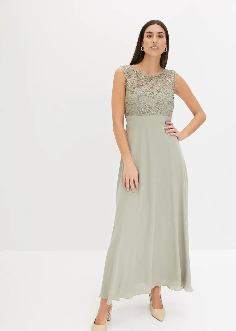 Bonprix Elegantes Abendkleid Mit Spitze Im Oberteil Und Einem Rücken-Cut-Out