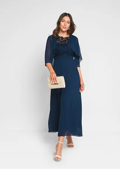 Bonprix Elegantes Abendkleid Mit Spitze Im Oberteil Und Einem Rücken-Cut-Out