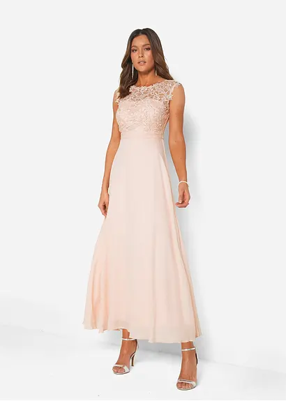 Bonprix Elegantes Abendkleid Mit Spitze Im Oberteil Und Einem Rücken-Cut-Out