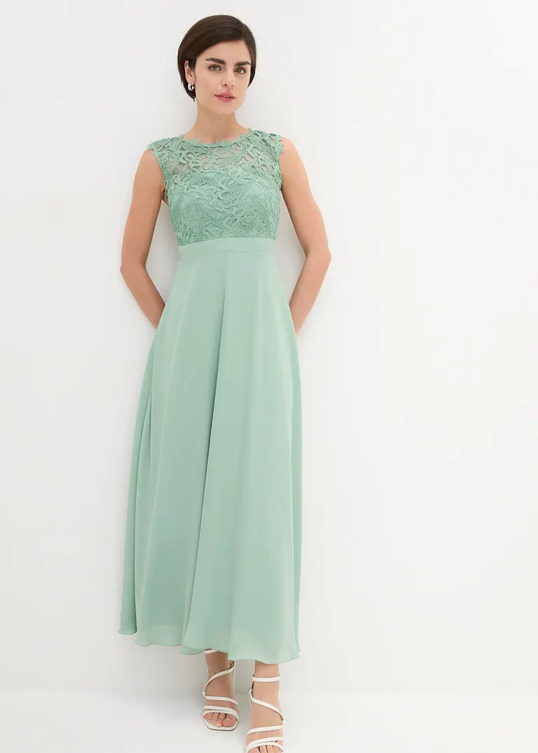 Bonprix Elegantes Abendkleid Mit Spitze Im Oberteil Und Einem Rücken-Cut-Out