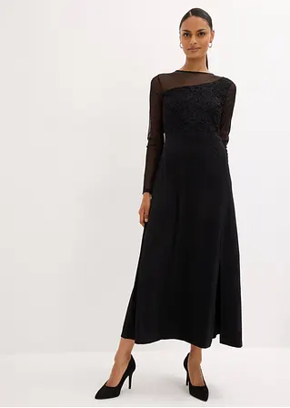 Bonprix Elegantes Abendkleid Mit Spitze - Schwarz Regular