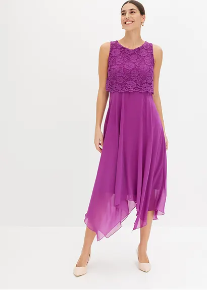 Bonprix Elegantes Abendkleid Mit Spitzenoberteil Und Zipfelrock