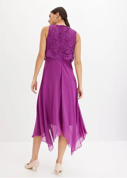 Bonprix Elegantes Abendkleid Mit Spitzenoberteil Und Zipfelrock