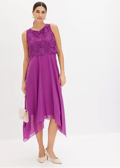 Bonprix Elegantes Abendkleid Mit Spitzenoberteil Und Zipfelrock