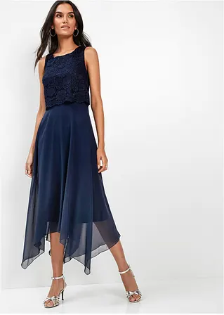 Bonprix Elegantes Abendkleid Mit Spitzenoberteil Und Zipfelrock