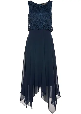 Bonprix Elegantes Abendkleid Mit Spitzenoberteil Und Zipfelrock