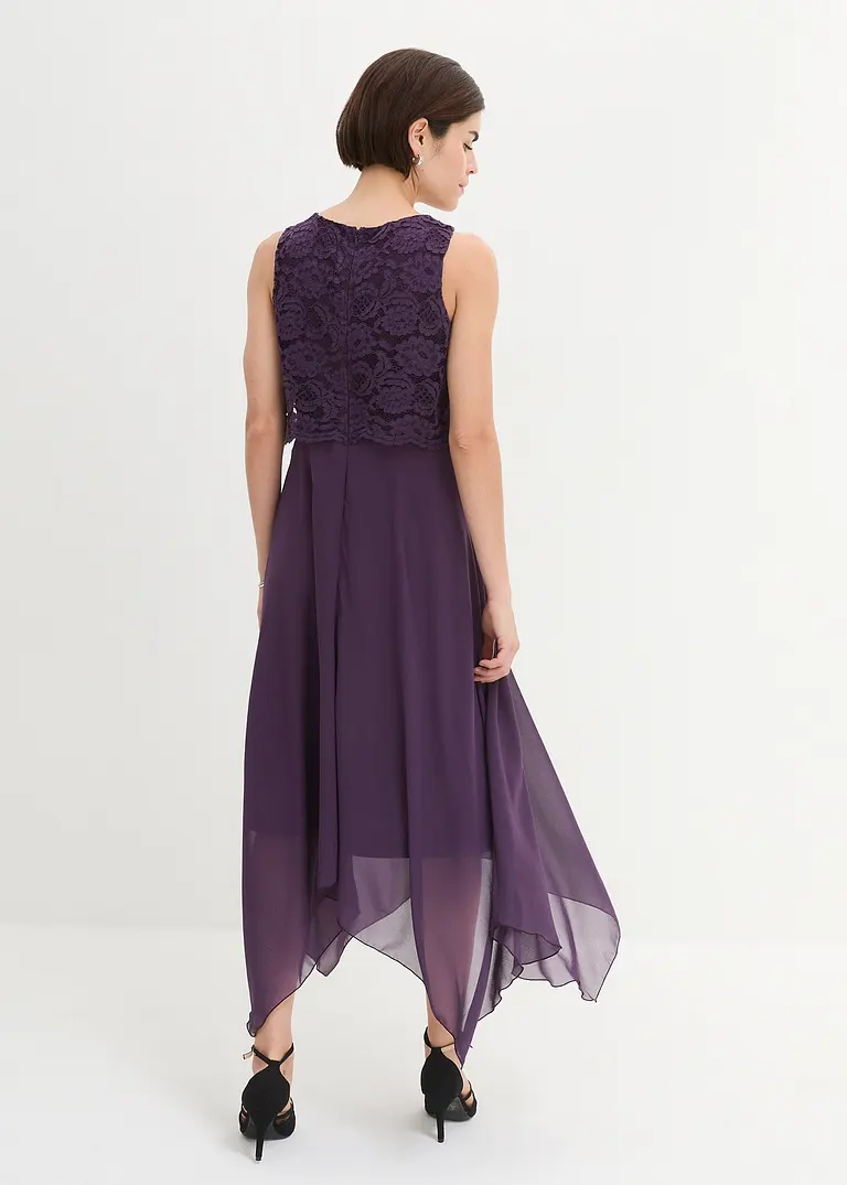 Bonprix Elegantes Abendkleid Mit Spitzenoberteil Und Zipfelrock