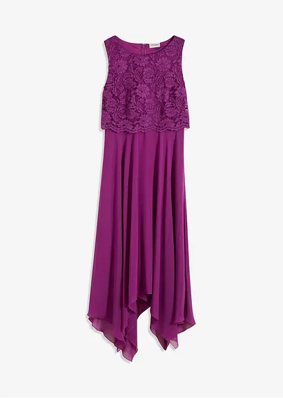 Bonprix Elegantes Abendkleid Mit Spitzenoberteil Und Zipfelrock