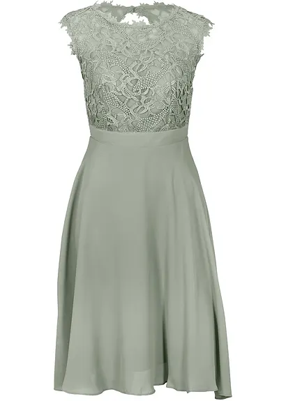 bonprix Elegantes Abendkleid mit zarter Spitze und Rücken-Cut-Out - grün