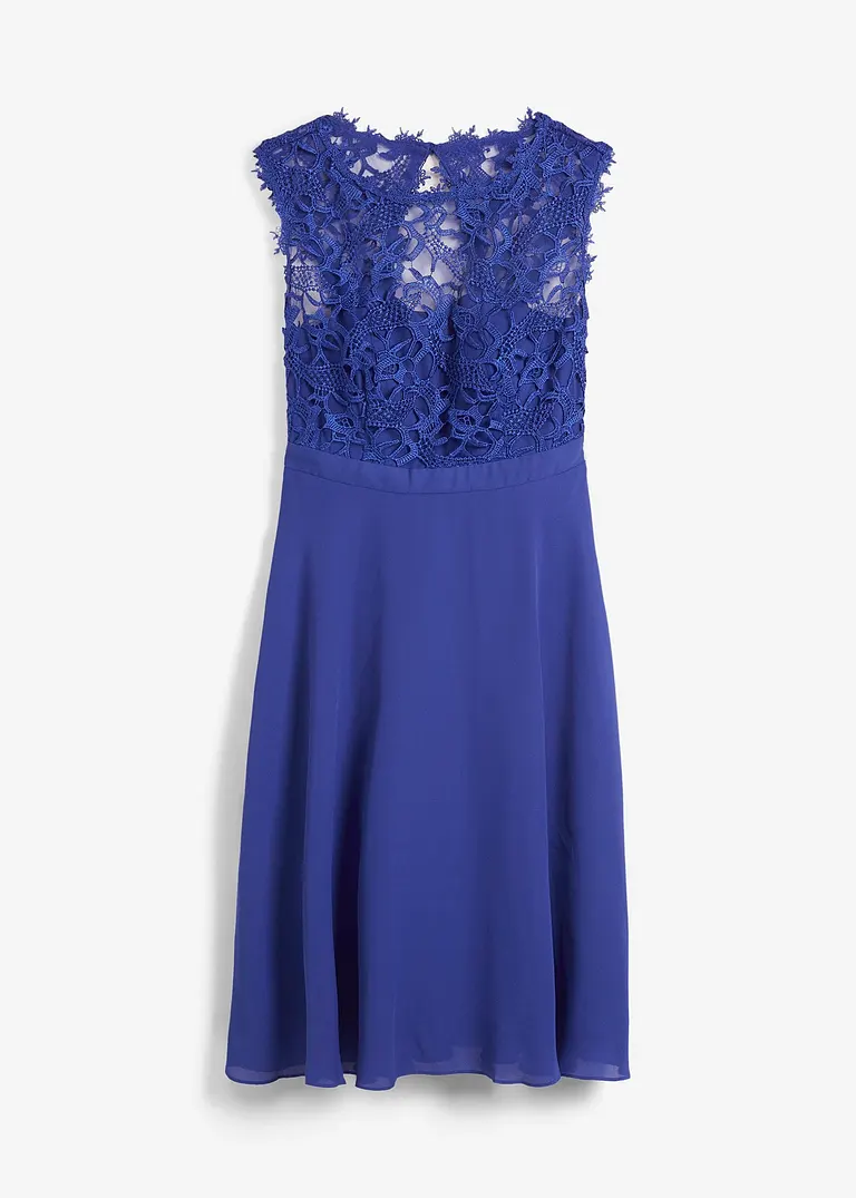 bonprix Elegantes Abendkleid mit zarter Spitze und Rücken-Cut-Out - blau
