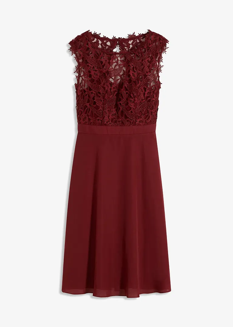 Bonprix Elegantes Abendkleid Mit Zarter Spitze Und Rücken-Cut-Out - Rot