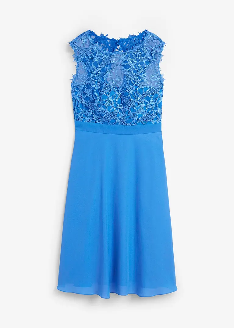 bonprix Elegantes Abendkleid mit zarter Spitze und Rücken-Cut-Out - blau