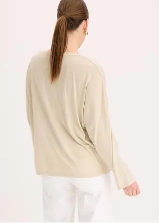 Bonprix Elegantes Blusenshirt Mit Satin - Beige - Damen