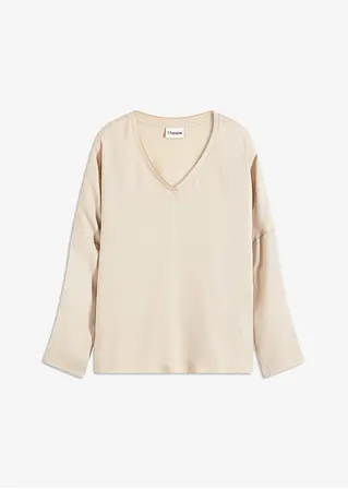 bonprix elegantes Blusenshirt mit Satin - beige - Damen